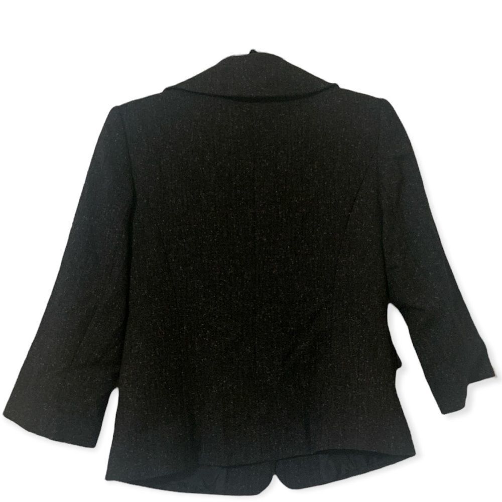 LOFT RUFFLE lapel charcoal grey blazer sz 2 - Picture 5 of 5